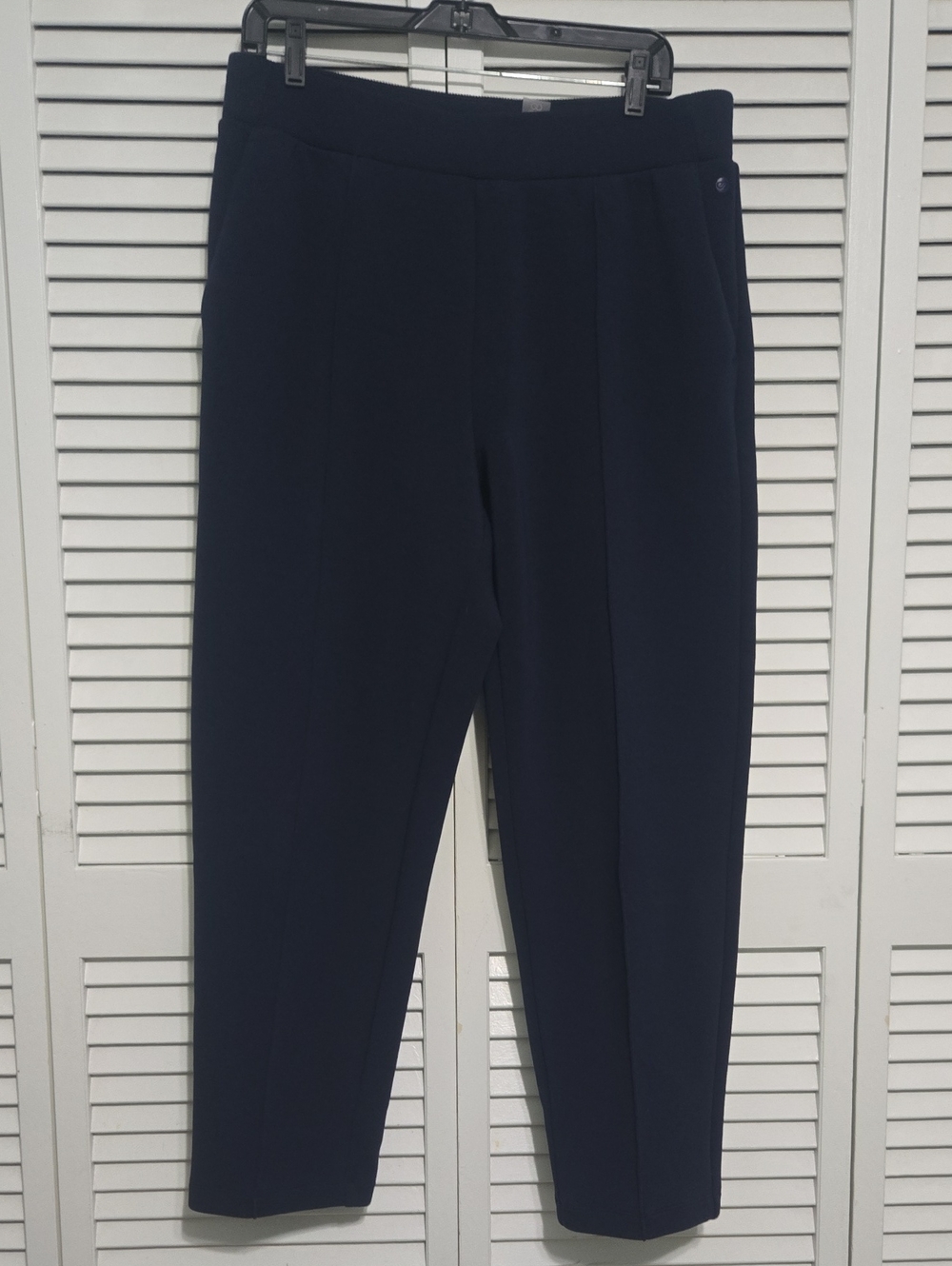 CALIA Women's Soft Scuba Tapered Pants Navy Blue Pintuck Athleisure WAX15221